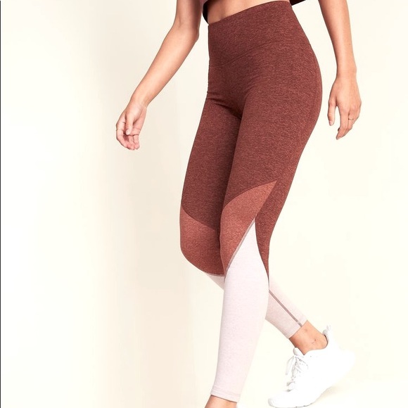 BOGO like New Old Navy ACTIVE cozecore Oatmeal two-tone color block Yoga Pants - Picture 7 of 7